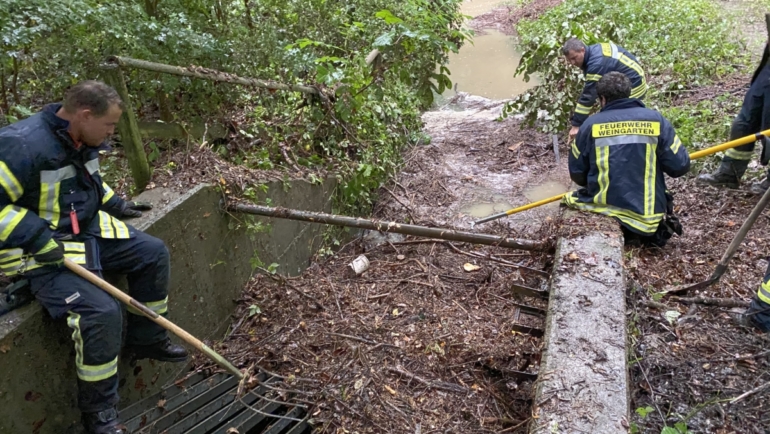 Unwetter bringt verschiedene Einsatzlagen nach Weingarten